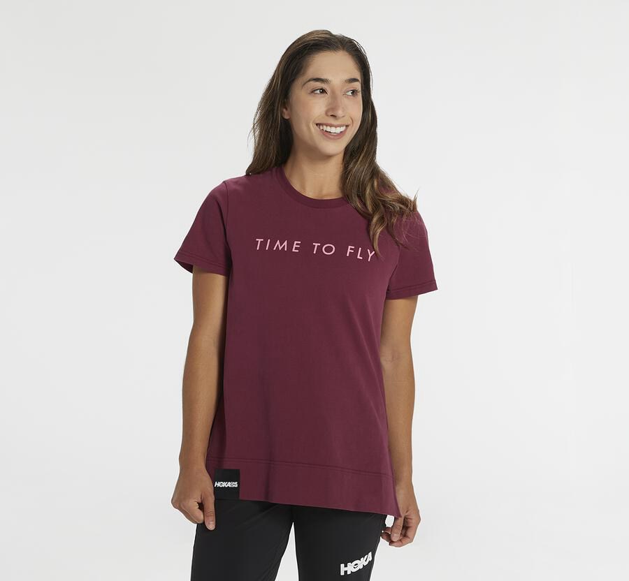 Hoka Brand - Women's T-Shirts - Brown - UK 861IKRGUV